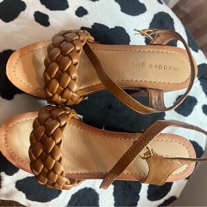 Madden Girl Brown Braided Leather Sandals